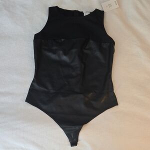 Wolford Black Faux Leather Bustier Bodysuit – Size US 10 / EU 40 P65